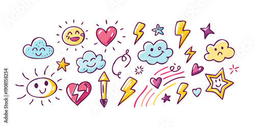 A vibrant collection of diverse and colorful emojis representing various emotions and objects