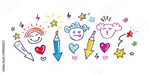 A vibrant illustration featuring diverse smiling faces and colorful symbols.