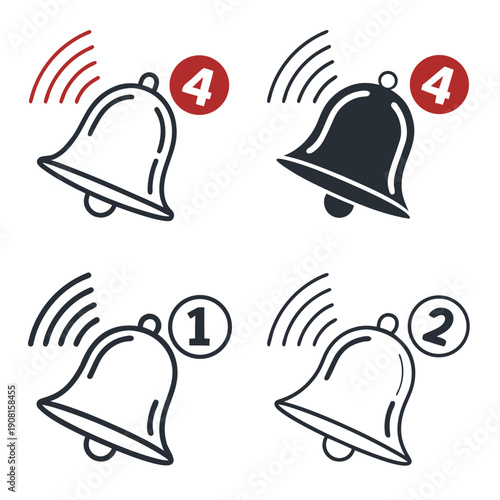 Illustration of four bells with varying levels of alert intensity
