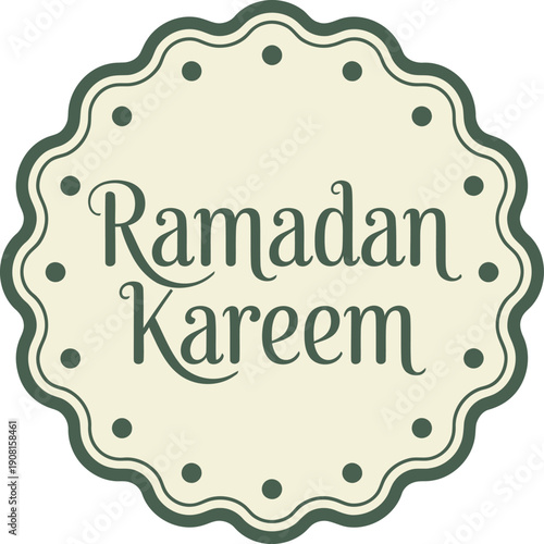 Ramadan kareem round badge. islamic, decorative, arabic, greeting vector illustration