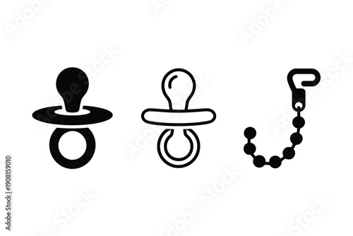 Baby pacifier and dummy icons effectively represent essential soothing items.