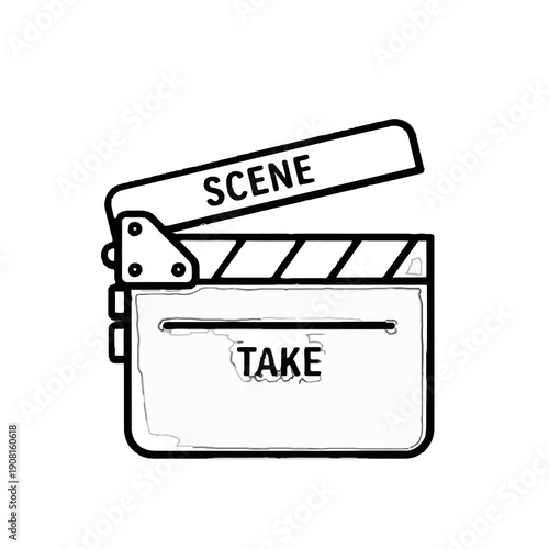 Film clapperboard icon for movie production and cinematography.