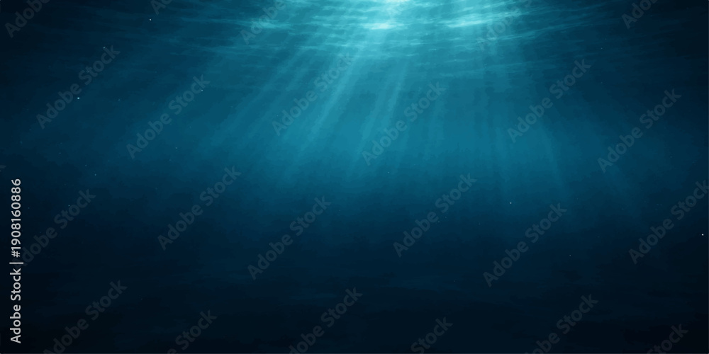 Foto A deep blue underwater world loop background features glowing sunlight beams and