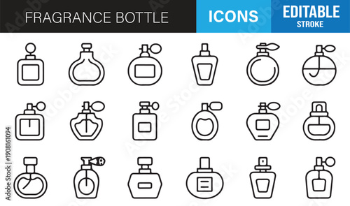 Elegant perfume and scent minimal line icons editable vector set