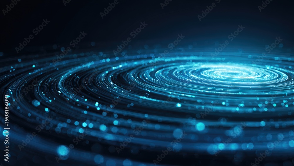 Fototapeta premium Abstract swirling vortex of luminous blue particles, creating an ethereal and dynamic effect