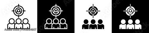 Audience Targeting Icon Set In Black And White Filled Style Collection 