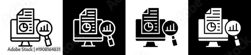 Data Analytics Icon Set In Black And White Filled Style Collection 