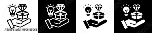 Value Proposition Icon Set In Black And White Filled Style Collection 