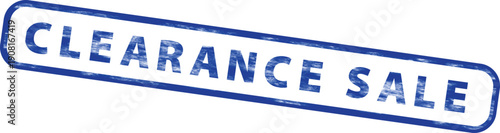 Clearance sale stamp, blue distressed vector banner, discount label, sale sign, promotional sticker, isolated on transparent background, png