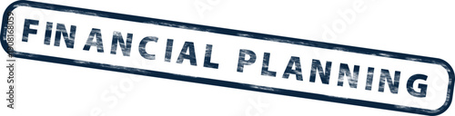 Financial planning stamp, blue vector illustration, for website or presentation, isolated on transparent background, png