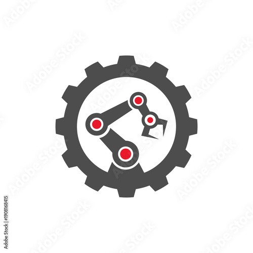 Robot Arm Inside Gear Mechanism Icon.