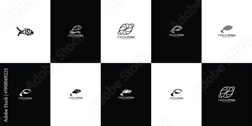 Fish Logo Vector Collection – Perfect for seafood brands, fishing companies, aquaculture businesses, sushi restaurants, marine organizations, and businesses seeking a fresh
