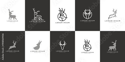 Deer Logo Vector Collection – Perfect for outdoor brands, hunting companies, wildlife organizations, nature-inspired businesses, premium apparel labels, and companies seeking an elegant