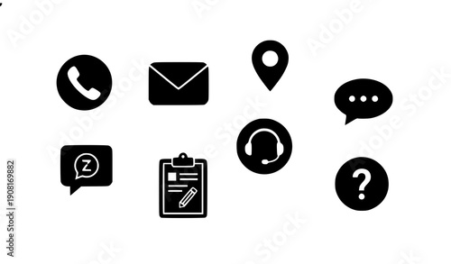 Flat contact and communication icons set with phone chat email and location symbols