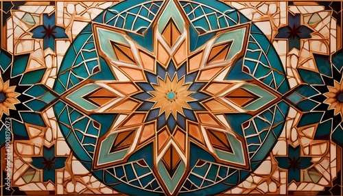 intricate geometric pattern of moroccan tiles with star motif