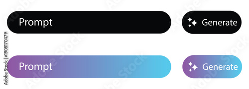 Digital Prompt Button Interface: A contemporary graphic, showcasing sleek, minimalist buttons for interactive prompting and text generation. The design embodies ease and functionality.