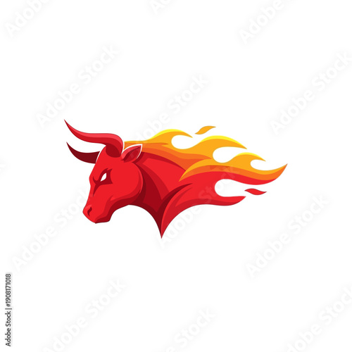 Flaming Bull Head Logo – Powerful Modern Vector Branding Design