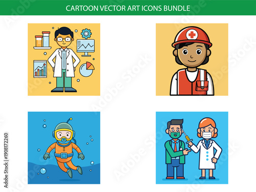 Wallpaper Mural Crayon vector art cartoon bundle featuring doctors and astronauts for kids Torontodigital.ca