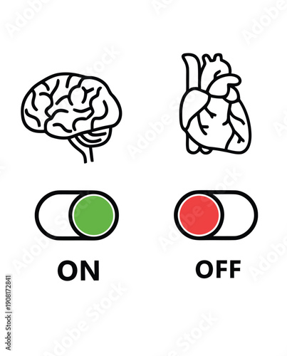Brain On Heart Off Switch Illustration.