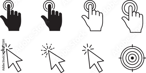 Black and white hand and computer mouse click finger