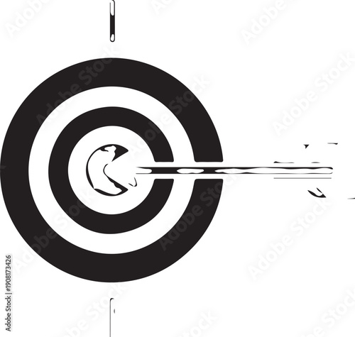 Black and white of bullseye with arrow target symbol