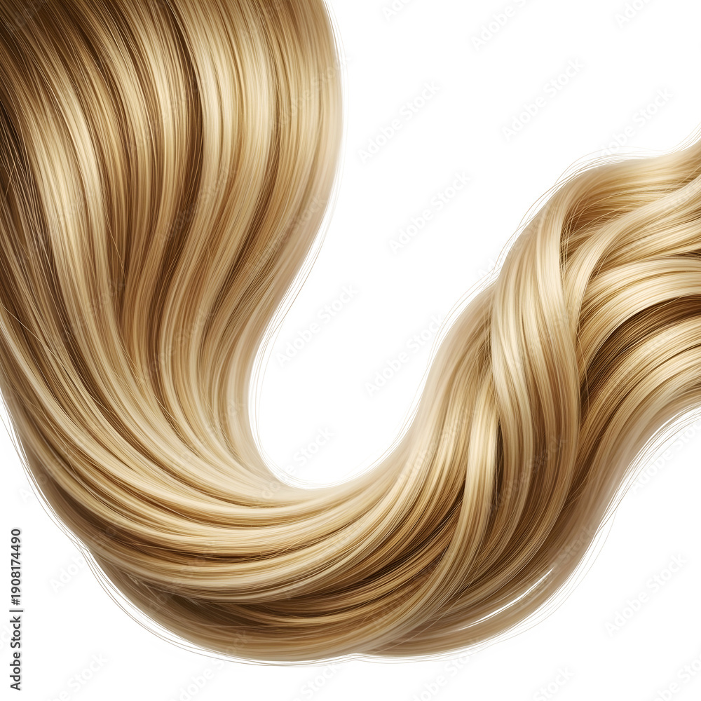 Fototapeta premium Blonde hair extension isolated on transparent background