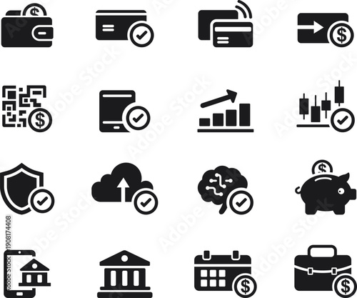 icon finance, fintech collection for web design