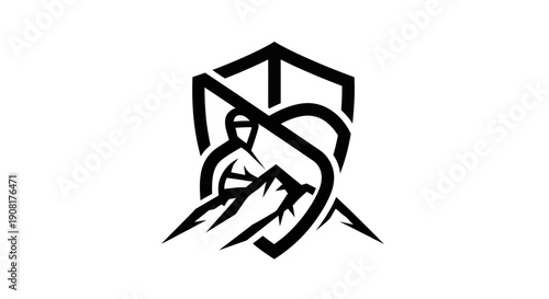 Mountain climber shield logo design