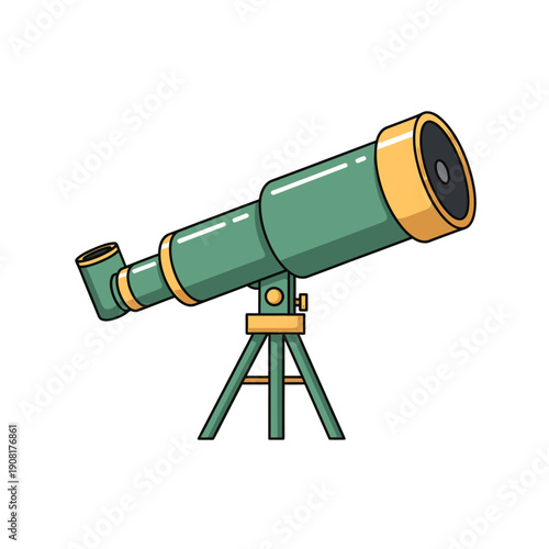 Telescope on tripod for stargazing and astronomy observations from a high vantage point with a clear view