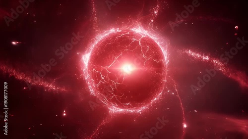 Glowing Red Energy Sphere with Particle Trail