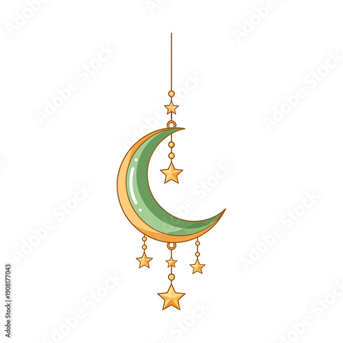 Crescent Moon and Stars Mobile Decoration during Ramadhan Celebration