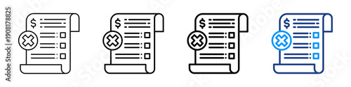 Fake Invoice Icon Different Style Outline Collection Set.