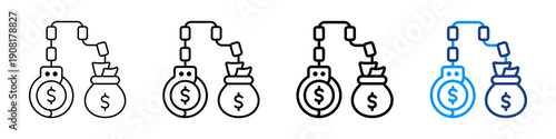 Financial Crime Icon Different Style Outline Collection Set.