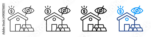 Hidden Assets Icon Different Style Outline Collection Set.
