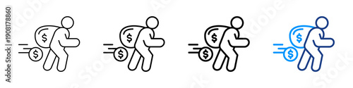 Stolen Money Icon Different Style Outline Collection Set.
