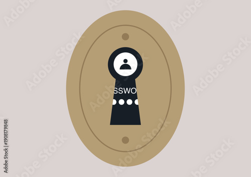 A unique representation of a private data seen through a keyhole emphasizes the importance of safeguarding personal information, highlighting privacy and security in today's digital landscape.