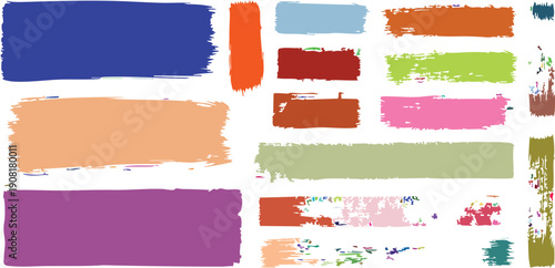 Straight red ink vector lines pack. Bloody color long and round hand-drawn brushstroke text highlights, frames, circles. Asian calligraphy brushstroke set