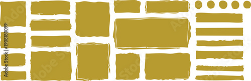 Black vector rough edge rectangles. Grunge square frames set. Jagged edge torn paper background collection. Paint brush strokes. Hand-drawn ripped papers for collage. Grungy distressed text boxes