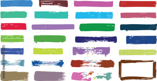 vector rough edge rectangles. Grunge square frames set. Jagged edge torn paper background collection. Paint brush strokes. Hand-drawn