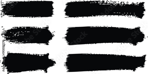 Vector brush paint stroke set. Black ink marker lines, stripes, smears. Letterpress stroke bg. Dry brush texture. Grunge paint lines, rough drawn elements