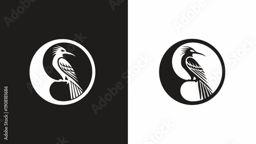 A striking raven design presented in contrasting black and white compositions