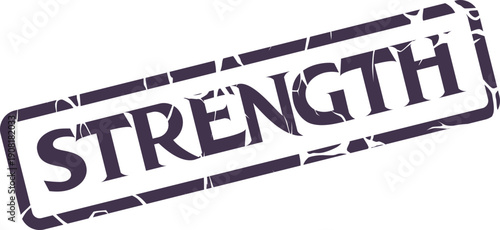 The distressed purple strength word stamp conveys resilience and determination