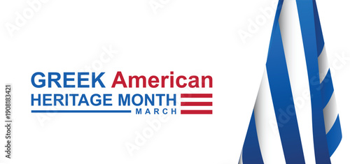 Greek American Heritage Month Greek blue color, celebrate in March. Culture month, Poster, card, banner, template illustration