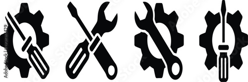 A Minimalist Icon Set Design Featuring Tools and Gears