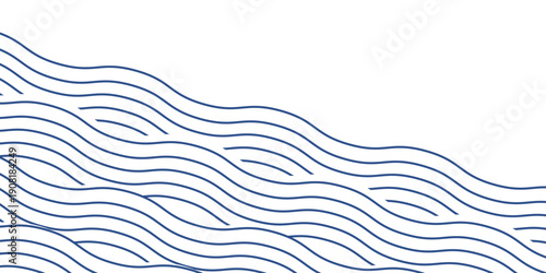 Blue water wave line pattern background. Vector illustration. Japanese style concept.