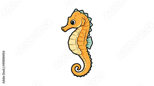 Cute yellow seahorse character with orange details