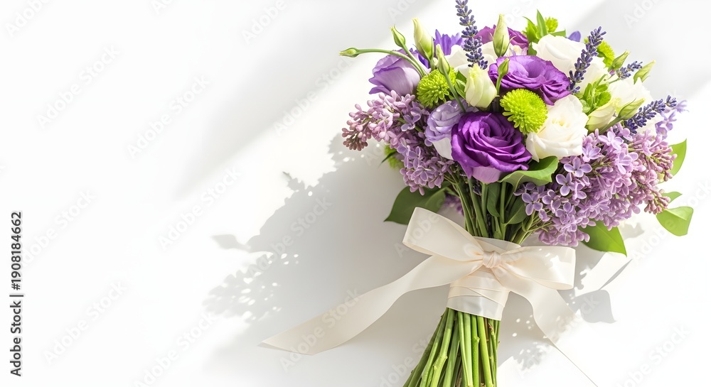 Obraz premium Beautiful flower bucket with purple and white blooms for any occasion