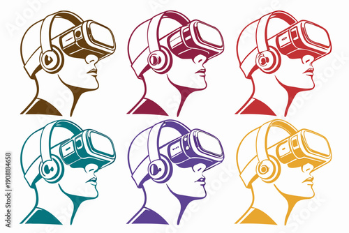 Virtual Reality Glasses Silhouette Vector Illustration
