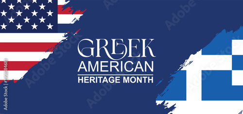 Greek American Heritage Month Greek blue color, celebrate in March. Culture month, Poster, card, banner, template illustration