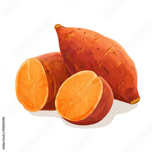 Yam, rendered in a minimalist 2D flat vector icon style against a pure white backdrop